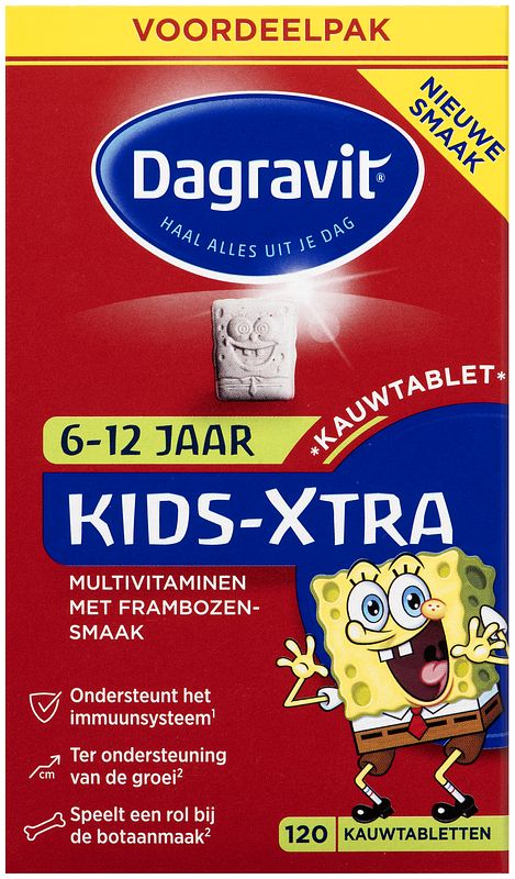 Foto van Dagravit kids-xtra multivitamine kauwtabletten framboos