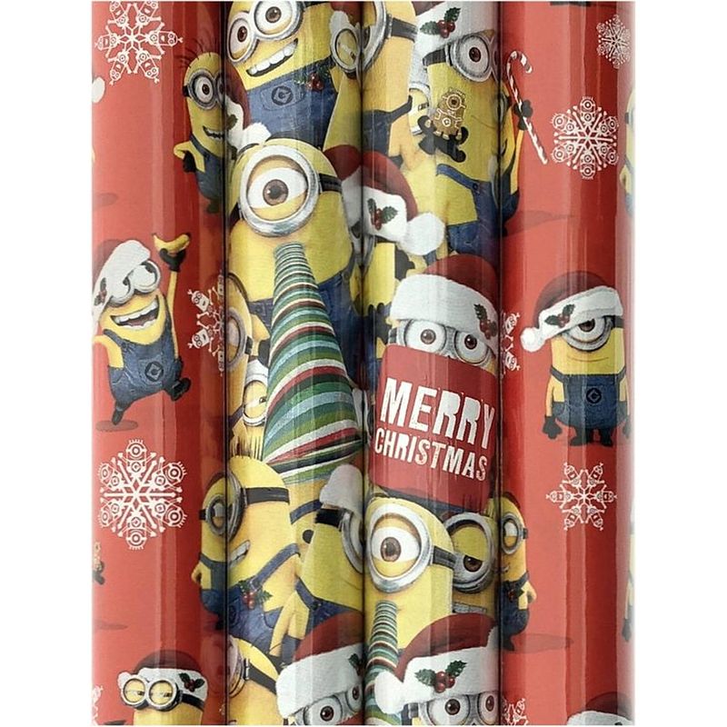 Foto van Minions assortiment cadeaupapier inpakpapier voor kerstmis - 2 meter x 70 cm - 4 rollen