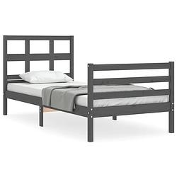 Foto van The living store bedframe - massief grenenhout - lattenbodem - grijs - 205.5 x 105.5 x 100 cm