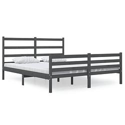 Foto van Vidaxl bedframe massief grenenhout grijs 140x190 cm