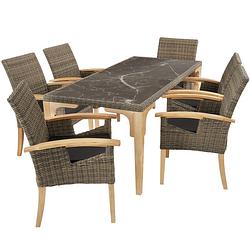 Foto van Tectake® - wicker tafel foggia met 6 stoelen rosarno - natuur - 404860