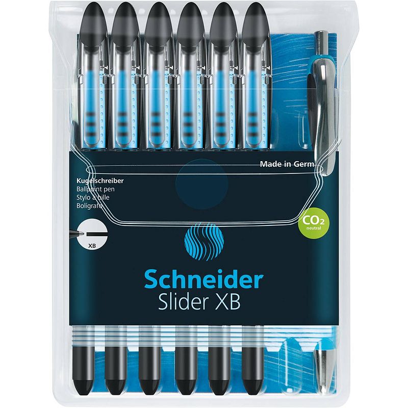 Foto van Schneider slider basic xb balpen, 6 + 1 gratis, zwart 10 stuks