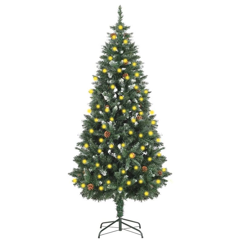 Foto van Vidaxl kunstkerstboom met led's en dennenappels 180 cm