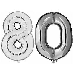 Foto van 80 jaar leeftijd helium/folie ballonnen zilver feestversiering - ballonnen