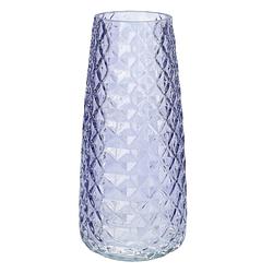 Foto van Bloemenvaas - lavendel paars - transparant glas - d10 x h21 cm - vazen
