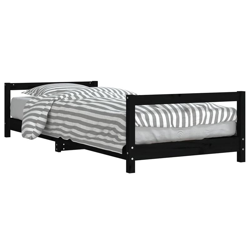 Foto van Vidaxl kinderbedframe 80x200 cm massief grenenhout zwart