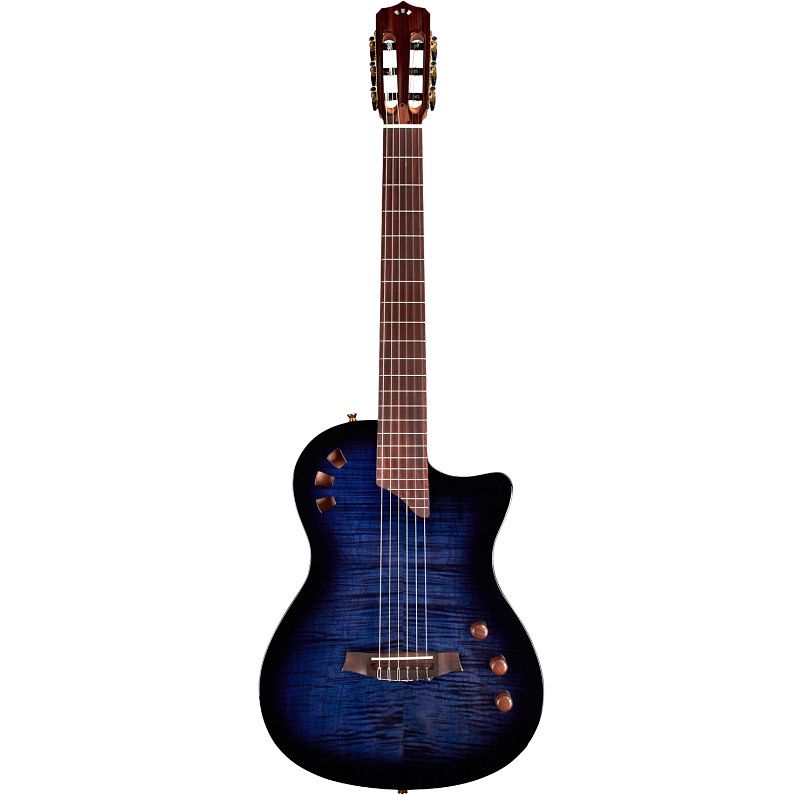 Foto van Cordoba fusion stage guitar blue burst limited edition elektrisch-akoestische klassieke gitaar met gigbag