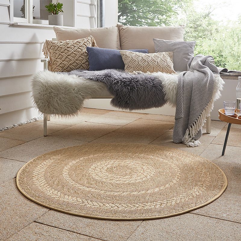 Foto van Jute buitenkleed woods - rond - beige - dekbed-discounter.nl