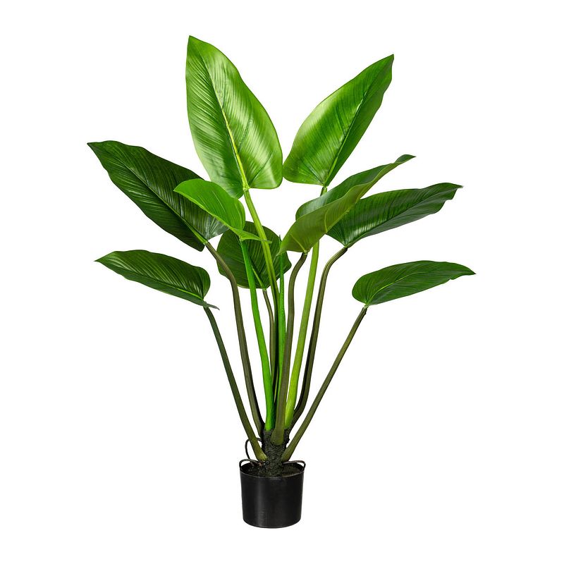 Foto van Kopu® kunstplant philodendron 110 cm - 9 bladeren - in zwarte pot