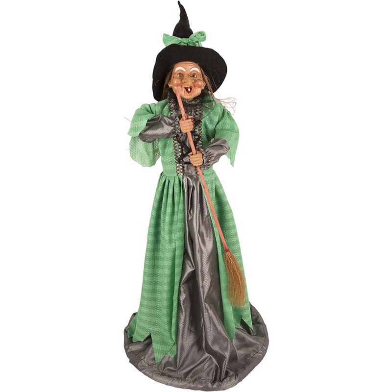 Foto van Halloween - heks decoratie pop groen 70 cm - halloween poppen