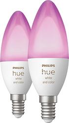 Foto van Philips hue kaarslamp e14 2-pack wit en gekleurd licht