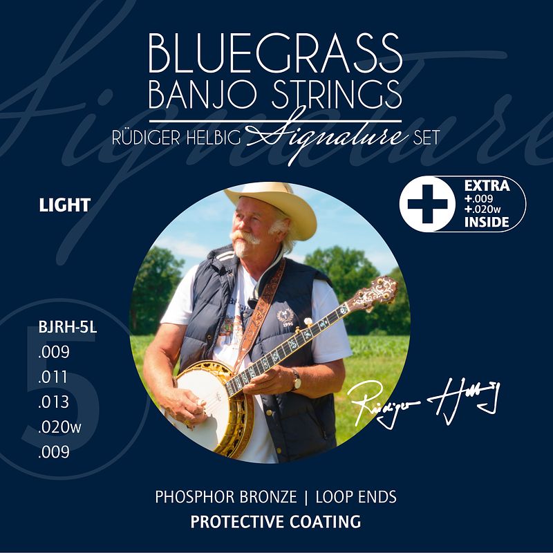Foto van Ortega bjrh-5l light tension string set snaren voor vijfsnarige banjo