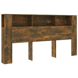 Foto van The living store hoofdbordkast gerookt eiken - 200x18.5x104.5cm - bewerkt hout