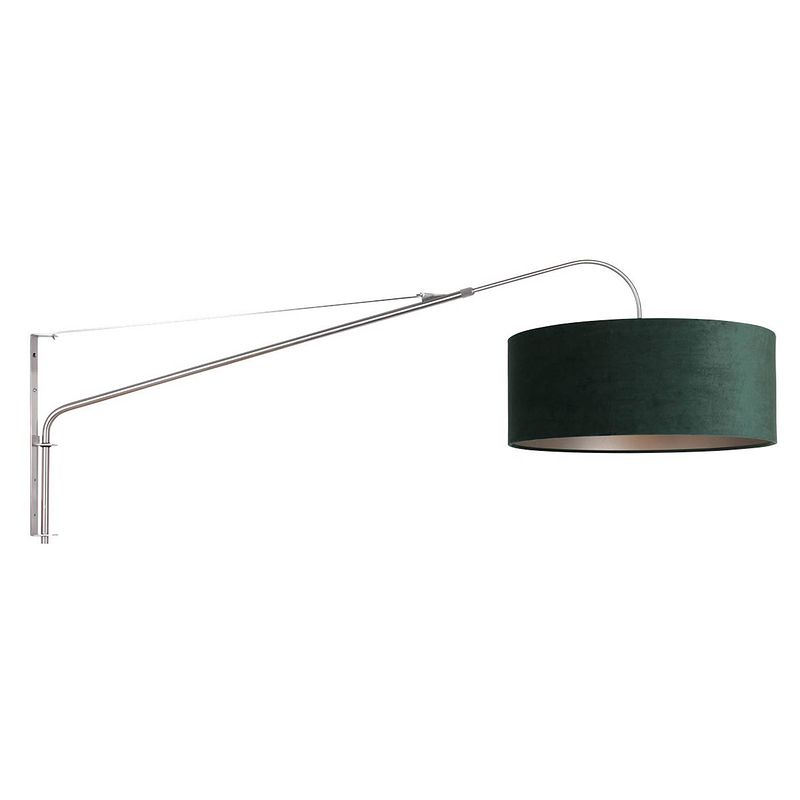 Foto van Steinhauer wandlamp elegant classy 8130 staal velours kap groen