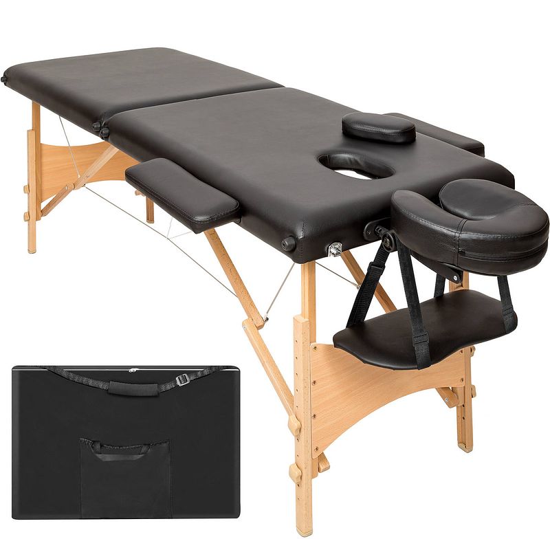 Foto van Mobiele massagetafel- bekleding 5cm - 2 zones + draagtas zwart