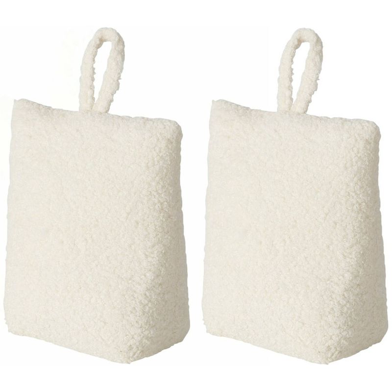 Foto van Boltze deurstopper - 2x - 1 kilo - creme wit - pluche - 20 x 10 cm - deurstoppers