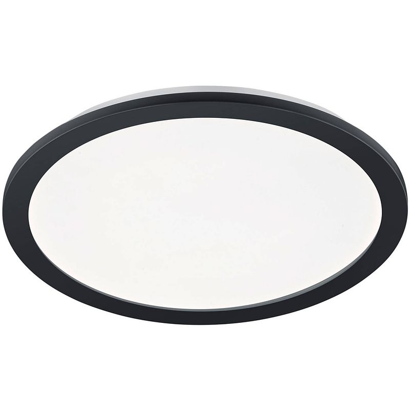 Foto van Led plafondlamp - trion campill - 22w - warm wit 3000k - spatwaterdicht ip44 - dimbaar - rond - mat zwart - kunststof