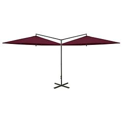 Foto van The living store parasol - dubbele polyester - staal - 600x290x260 cm - bordeauxrood