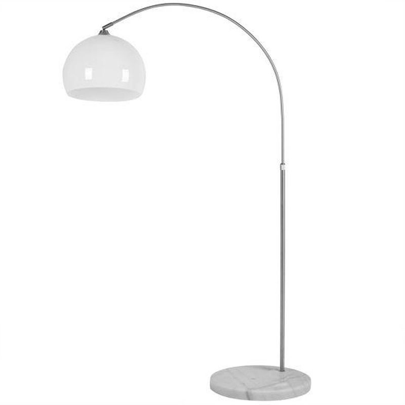 Foto van Retro design booglamp - staande vloerlamp - zilver - opaalwit