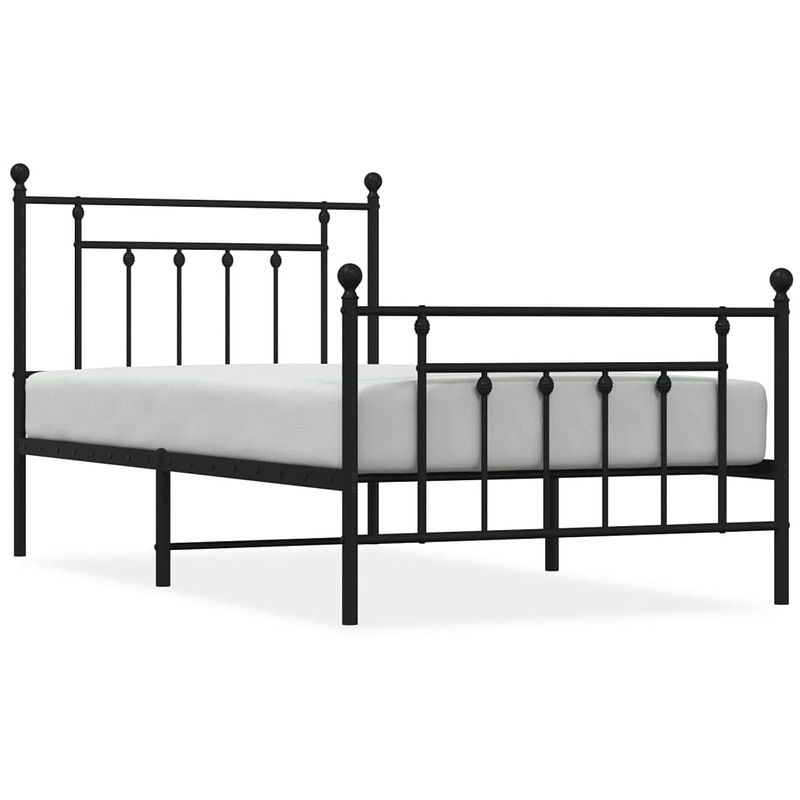 Foto van Vidaxl bedframe met hoofd- en voeteneinde metaal zwart 100x190 cm