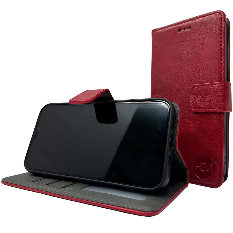 Foto van Hem stylish book case (geschikt voor 15 pro max) iphone 15 pro max hoesje met 3 pasjesuitsnedes + fotovakje -