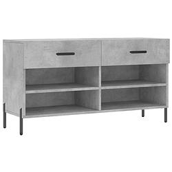 Foto van The living store schoenenbank betongrijs - 102 x 35 x 55 cm - duurzaam bewerkt hout - 2 lades en 4 planken - stabiel