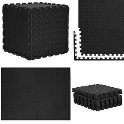 Foto van Speelmat speelmat foam puzzelmat 12 puzzelstukken 90 x 118 cm zwart