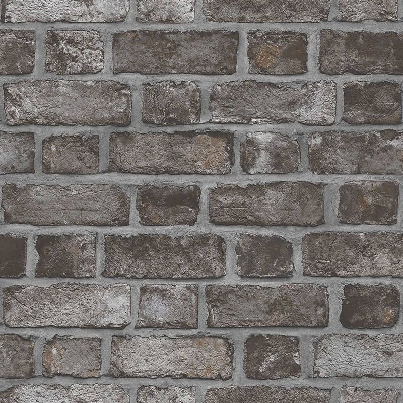Foto van Homestyle behang brick wall zwart en grijs