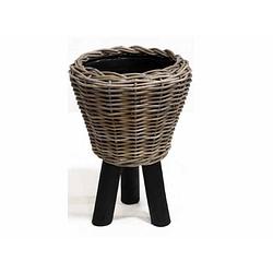 Foto van Van der leeden - bloempot drypot wooden legs black 33x45 cm