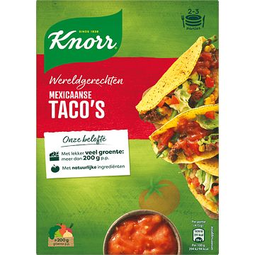 Foto van 1+1 gratis | knorr wereldgerechten maaltijdpakket mexicaanse taco's 136g aanbieding bij jumbo