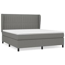 Foto van The living store boxspringbed - donkergrijs - 203 x 183 x 118/128 cm - ademende stof - verstelbaar hoofdbord -