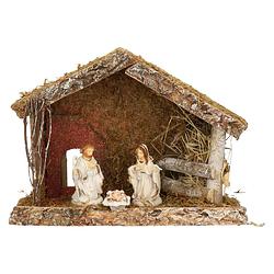Foto van Complete kerststal met 3x st kerststal beelden - h25 cm - kerststallen