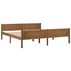 Foto van The living store houten bedframe - solid grenenhout - 206 x 186 x 63 cm - honingbruin