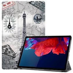 Foto van Basey lenovo tab p11 hoesje kunstleer hoes case cover lenovo tab p11-eiffeltoren