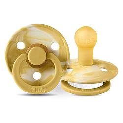 Foto van Bibs - round pacifier - stage 1 fopspeen - 0+ maanden - 2 stuks - mustard ivory / mustard ivory