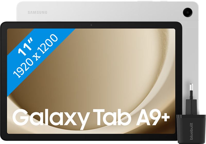 Foto van Samsung galaxy tab a9 plus 11 inch 128gb wifi zilver + bluebuilt oplader