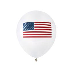 Foto van 8x witte ballonnen met amerikaanse vlag/usa thema 23 cm - ballonnen