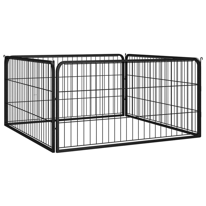 Foto van Vidaxl hondenkennel 4 panelen 100x50 cm gepoedercoat staal zwart