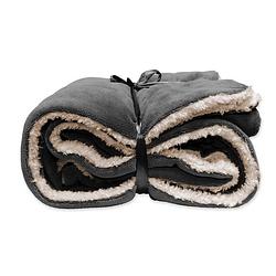 Foto van Unique living lars fleece plaid - 100% polyester - 150x200 cm - antraciet