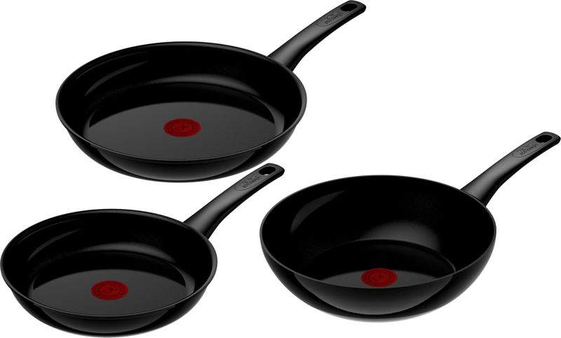 Foto van Tefal renew on keramische koekenpannenset 24 + 28 cm + wokpan 28 cm