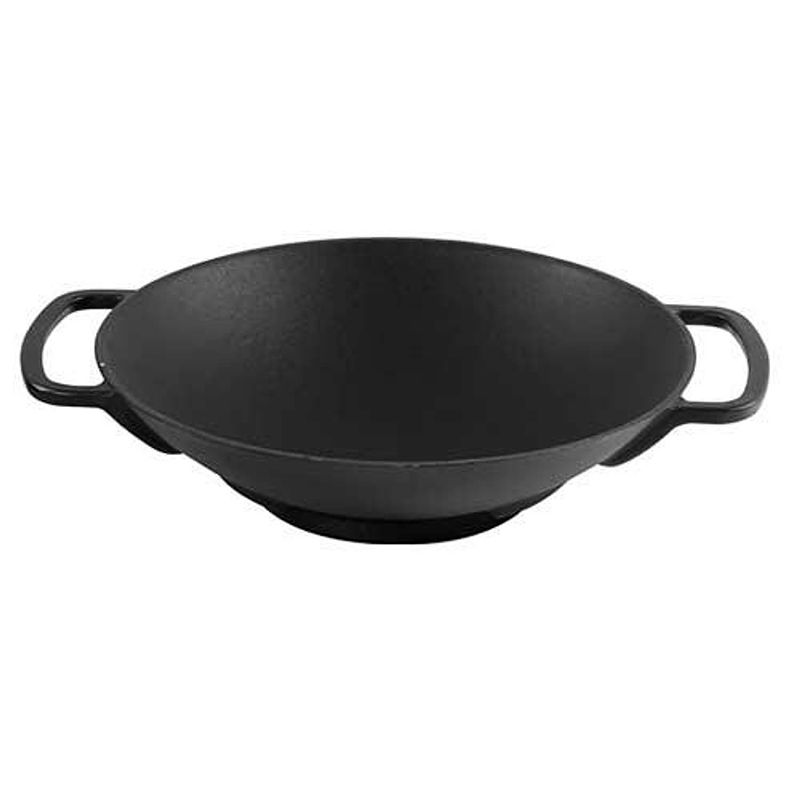 Foto van Gietijzeren wok mat zwart, 35cm - sürel