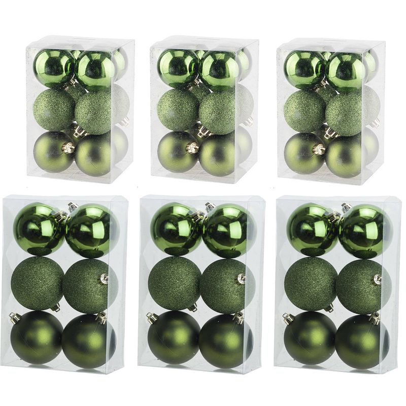 Foto van Kerstversiering set kerstballen appelgroen 6 en 8 cm - 54x stuks - kerstbal