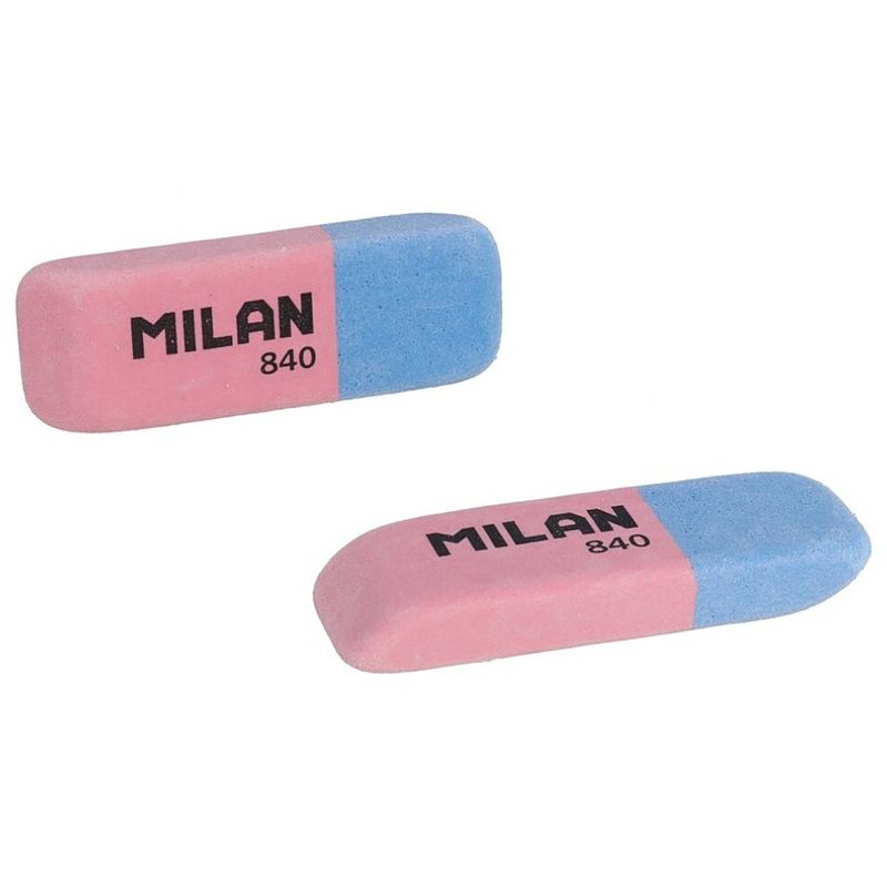 Foto van Milan gummen nata 840 5,2 x 1,9 cm rubber roze/blauw 2 stuks