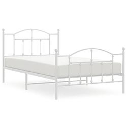 Foto van Vidaxl bedframe met hoofd- en voeteneinde metaal wit 107x203 cm