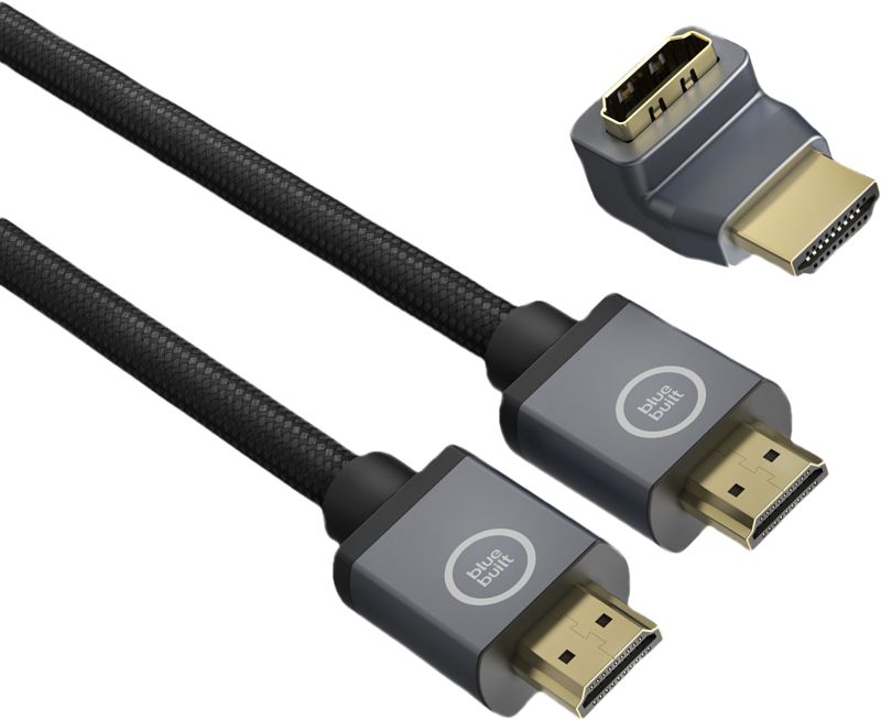 Foto van Bluebuilt hdmi 2.1 kabel nylon 1,5 meter + 90° adapter