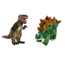 Foto van Setje van 2x knuffel dinosaurussen t-rex en stegosaurus - knuffeldier