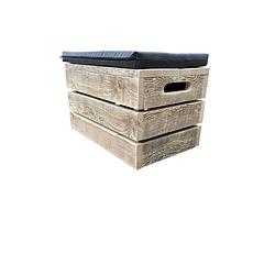 Foto van Wood4you - bijzetkruk steigerhout 60l x 40h x 37b cm incl. kussen