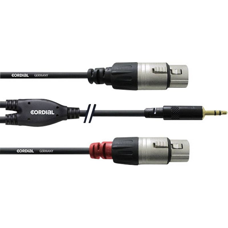 Foto van Cordial 3 m rean jackplug 3,5 mm/2x xlr f