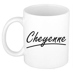 Foto van Naam cadeau mok / beker cheyenne met sierlijke letters 300 ml - naam mokken