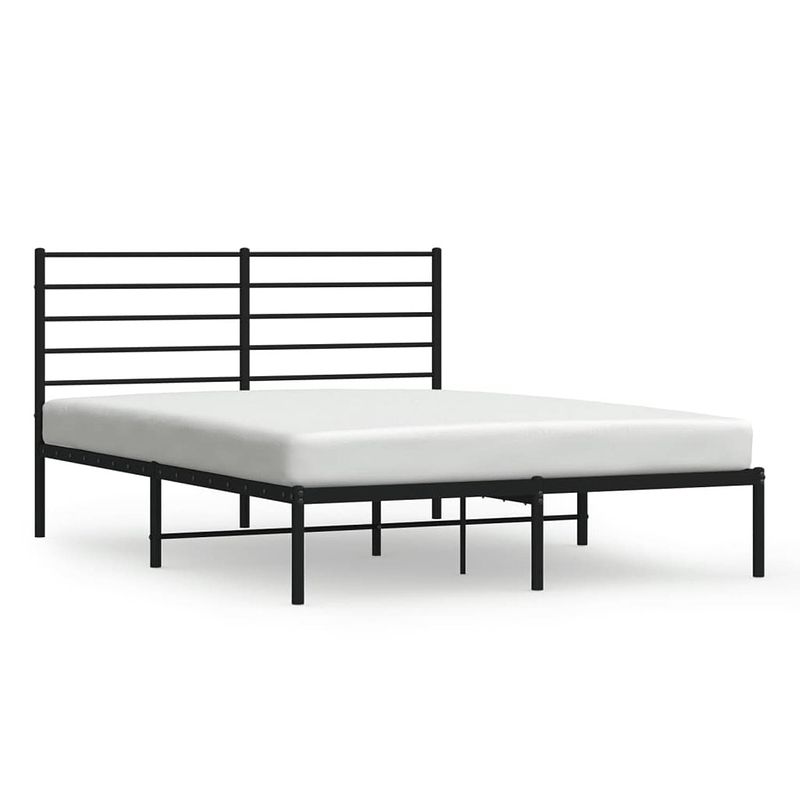 Foto van Vidaxl bedframe met hoofdbord metaal zwart 135x190 cm